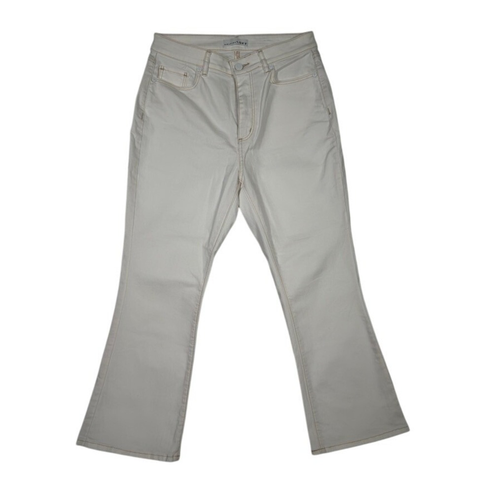 LOFT Kick Crop Jeans White Size 27 Cropped Flare Stretch Denim Womens